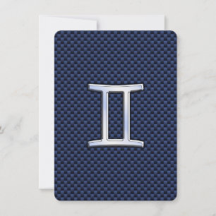 Gemini Zodiac-tecken på Blue Carbon Fiber Stil