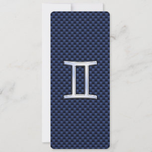 Gemini Zodiac-tecken på Blue Carbon Fiber Stil