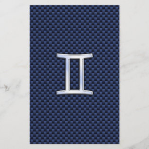 Gemini Zodiac-tecken på Blue Carbon Fiber Stil Flygblad