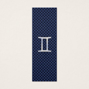 Gemini Zodiac-tecken på Blue Carbon Fiber Stil Litet Visitkort