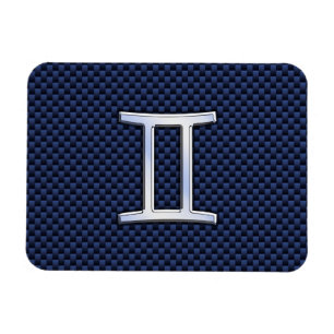 Gemini Zodiac-tecken på Blue Carbon Fiber Stil Magnet