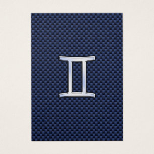 Gemini Zodiac-tecken på Blue Carbon Fiber Stil Visitkort