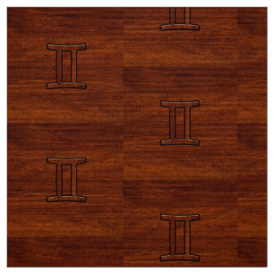 Gemini Zodiac-tecken på Mahogany-liknande utskrif Tyg