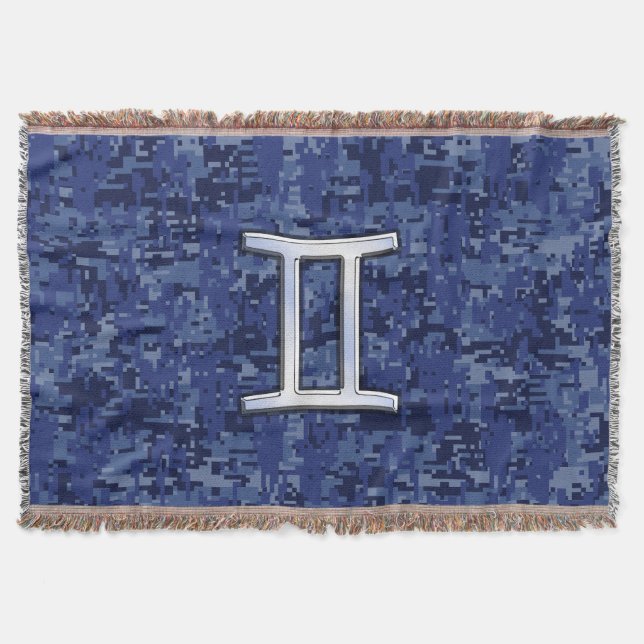 Gemini Zodiac-tecken på marinblå digitalkamera Filt (Framsidan)