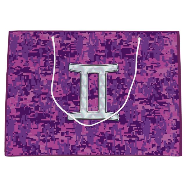 Gemini Zodiac-tecken på Rosa Digital Camo (Framsidan)