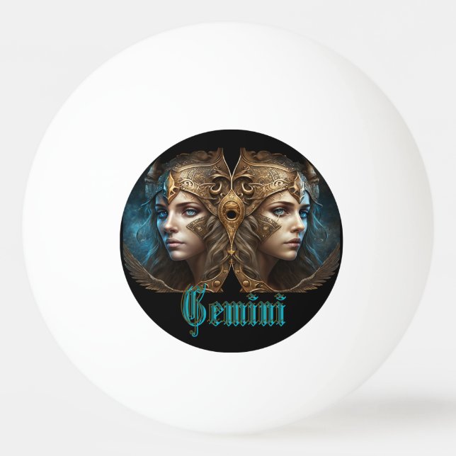 Gemini Zodiac-tecken Pingisboll (Framsidan)