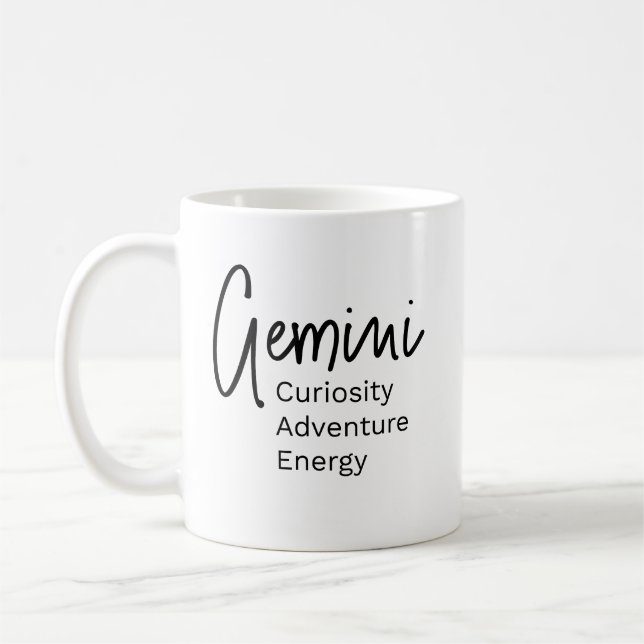 Gemini zodiac-tecken positiva egenskaper kaffemugg (Vänster)