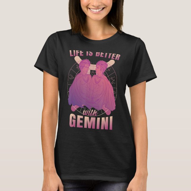 Gemini zodiac-tecken t shirt (Framsida)
