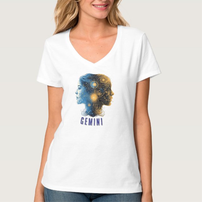 Gemini Zodiac-tecken T Shirt (Framsida)