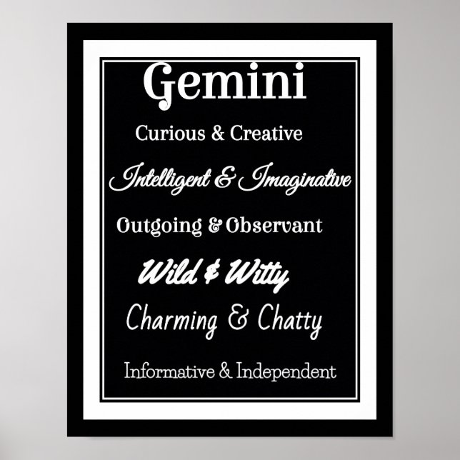 Gemini Zodiac Traits Poster (Framsidan)