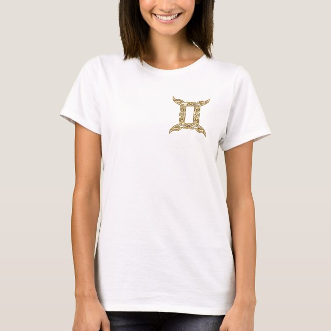 Gemini Zodiac - Tribal Guld T Shirt (Framsida)