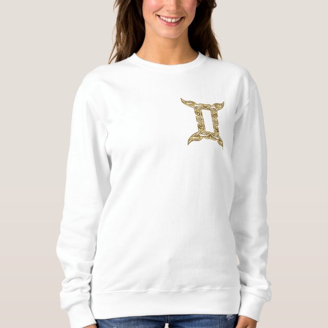 Gemini Zodiac - Tribal Guld T Shirt (Framsida)