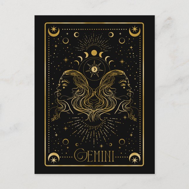 Gemini zodiac vykort (Framsida)