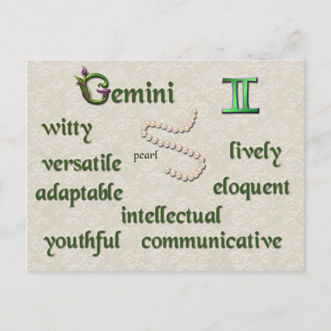 Gemini zodiac - vykort (Framsida)