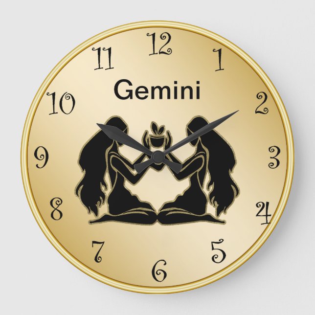 Gemini Zodiac Wall Clock Stor Klocka (Framsida)