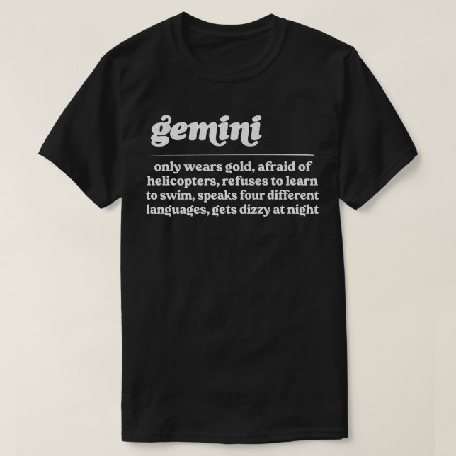 Gemini ZodiacHumous Gift Design T Shirt (Design framsida)