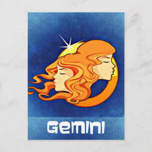 Gemini Zodiak Astrologi Symbol Vykort