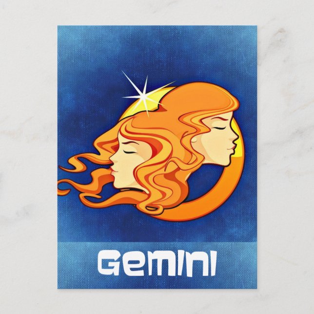 Gemini Zodiak Astrologi Symbol Vykort (Framsida)