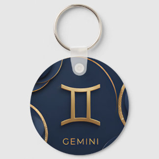 Gemini Zodiak Symbol Lyx Guld Celestial Astrologi Nyckelring
