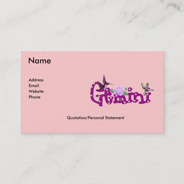 Geminiblommor Visitkort (Framsida)