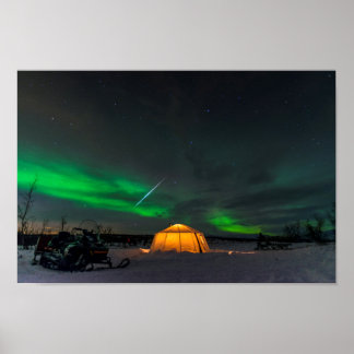 Geminid Meteor och norra Ljus i Sverige Poster