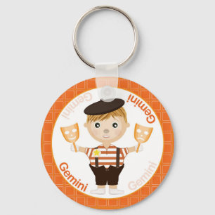 Geminipojketecken Keychain Nyckelring