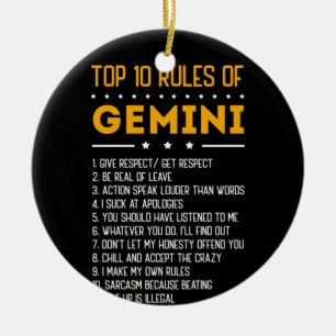 Geminis 10 främsta Regler, 21 juni 211 Zodiac Julgransprydnad Keramik