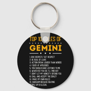Geminis 10 främsta Regler, 21 juni 211 Zodiac Nyckelring