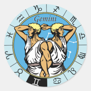 geminis astrologiska zodiactecken runt klistermärke