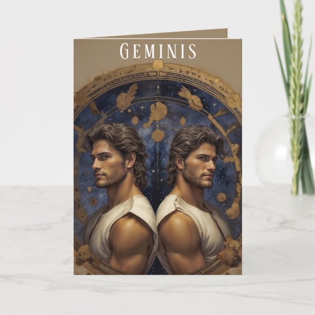 Geminis Male Birthday Card Helgkort (Framsida)