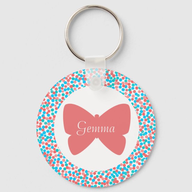 Gemma Butterfly Dots Keychain Nyckelring (Framsida)