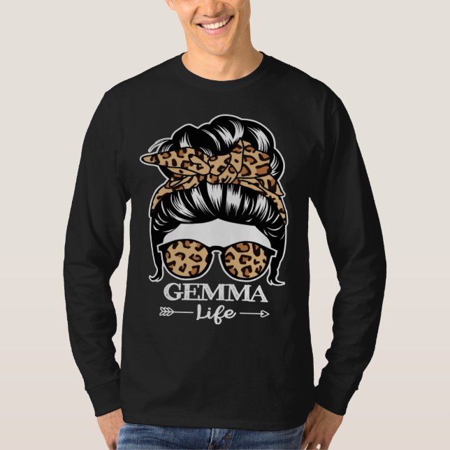 Gemma Life Messy Bun Hair  Gemma Leopard T Shirt (Framsida)