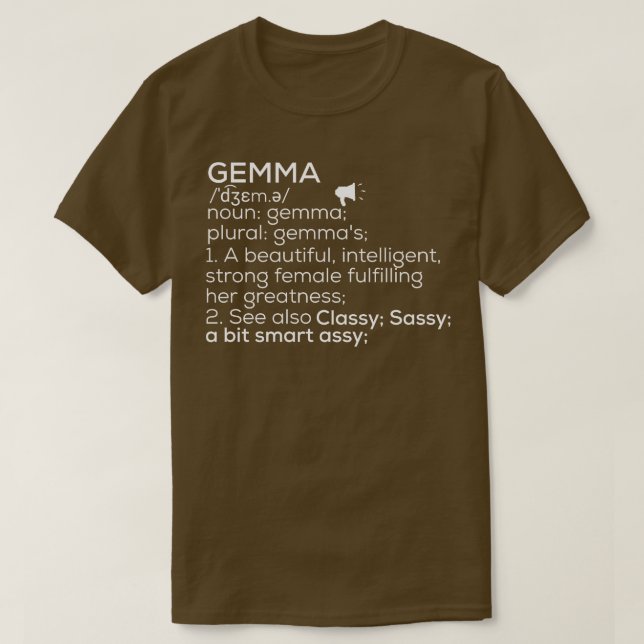 Gemma Namn Gemma Definition Gemma Female Namn Gemm T Shirt (Design framsida)