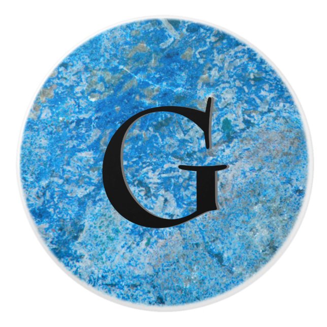 Gemstenmönster, blåttgranit & svartOnyx Knopp (Framsidan)