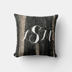 Gemstone Black and White Stripe Gem Add Monogram Kudde