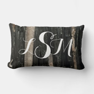 Gemstone Black and White Stripe Gem Add Monogram Lumbarkudde
