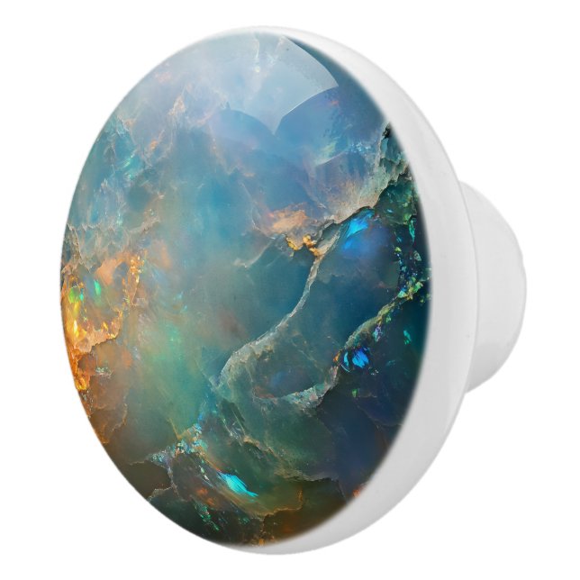 Gemstone Blue Opal Mönster Knopp (Höger)