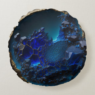 Gemstone Blue Sapphire Crystal Sten Rund Kudde