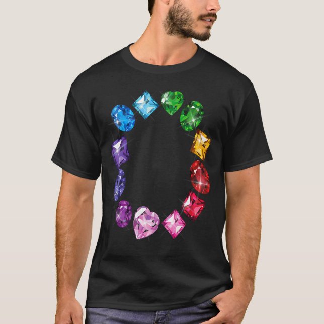 Gemstone Circle Roligt Colorful Gemstones T Shirt (Framsida)