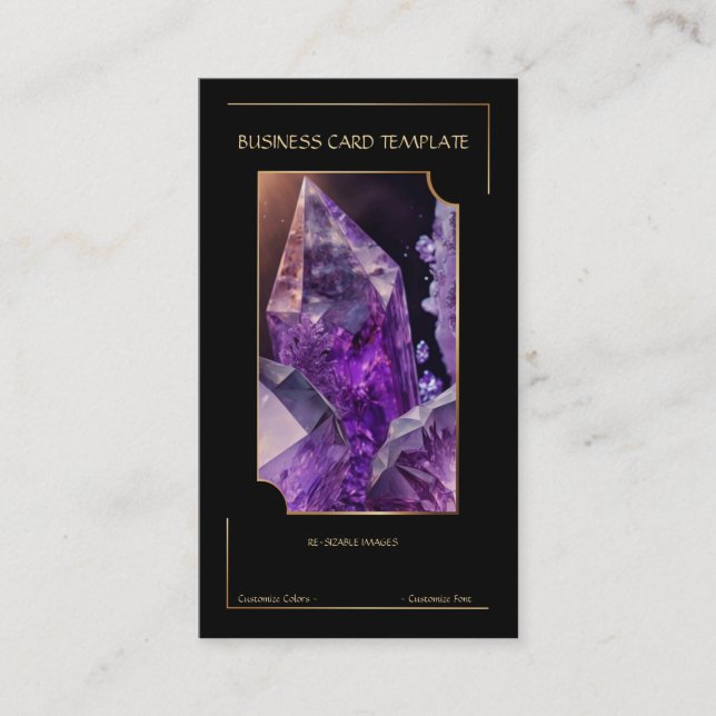 Gemstone Crystal Amethyst Jewelry Affärskort Visitkort (Framsida)