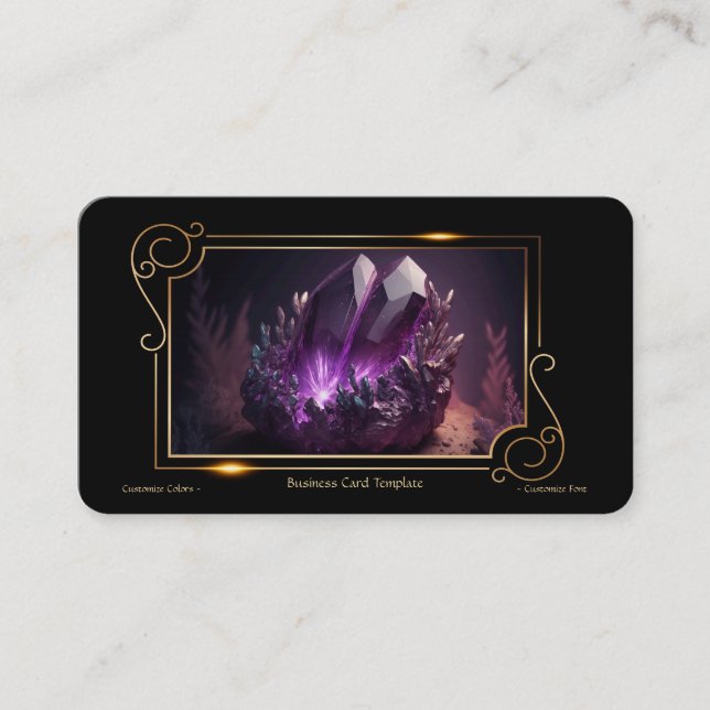 Gemstone Crystal Healing Amethyst Visitkort (Framsida)