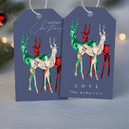 Gemstone Crystal Reindeer God jul Presentetikett