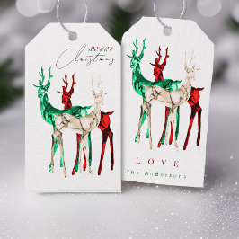 Gemstone Crystal Reindeer Merry Christmas Presentetikett