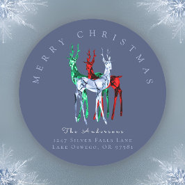Gemstone Crystal Reindeer-Returadressen Jul Runt Klistermärke