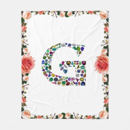 Gemstone Diamond Initial G Monogram Art Fleecefilt