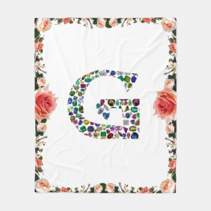 Gemstone Diamond Initial G Monogram Art Fleecefilt