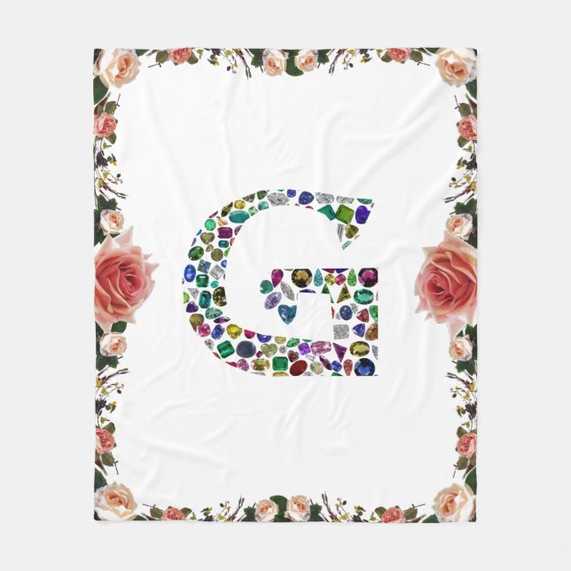 Gemstone Diamond Initial G Monogram Art Fleecefilt (Framsidan)