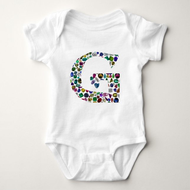 Gemstone Diamond Initial G Monogram Art T Shirt (Framsida)