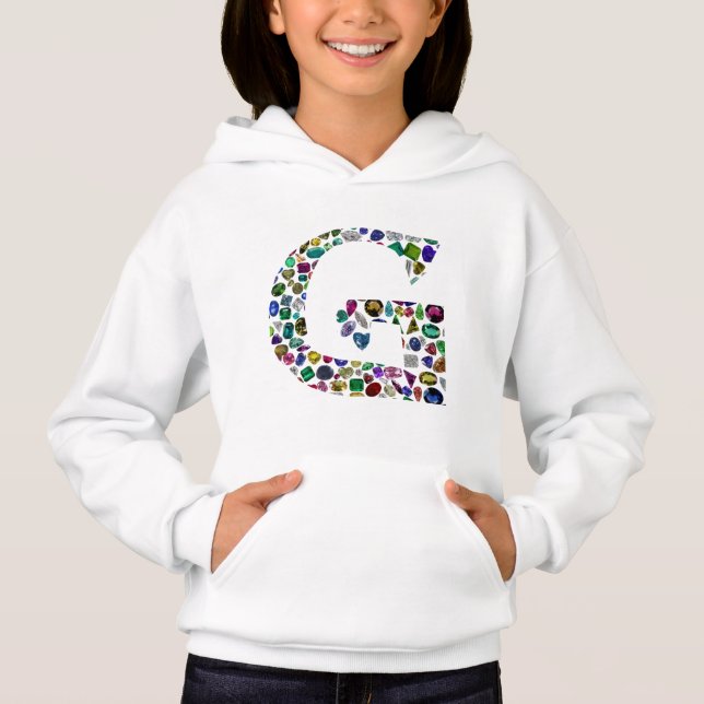 Gemstone Diamond Initial G Monogram Art T Shirt (Framsida)