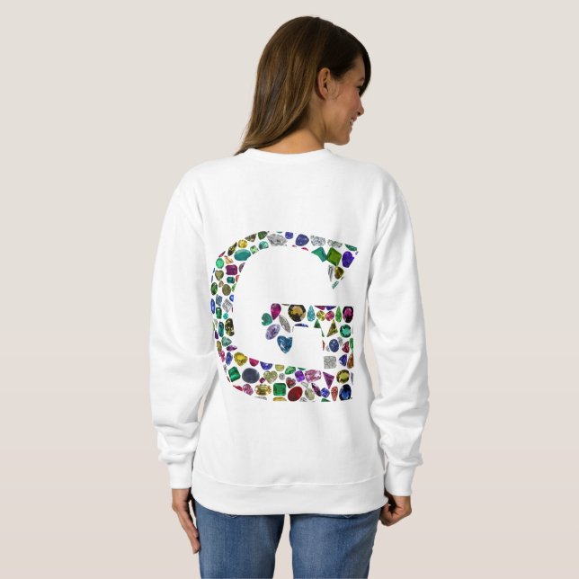 Gemstone Diamond Initial G Monogram Art T Shirt (Hel baksida)
